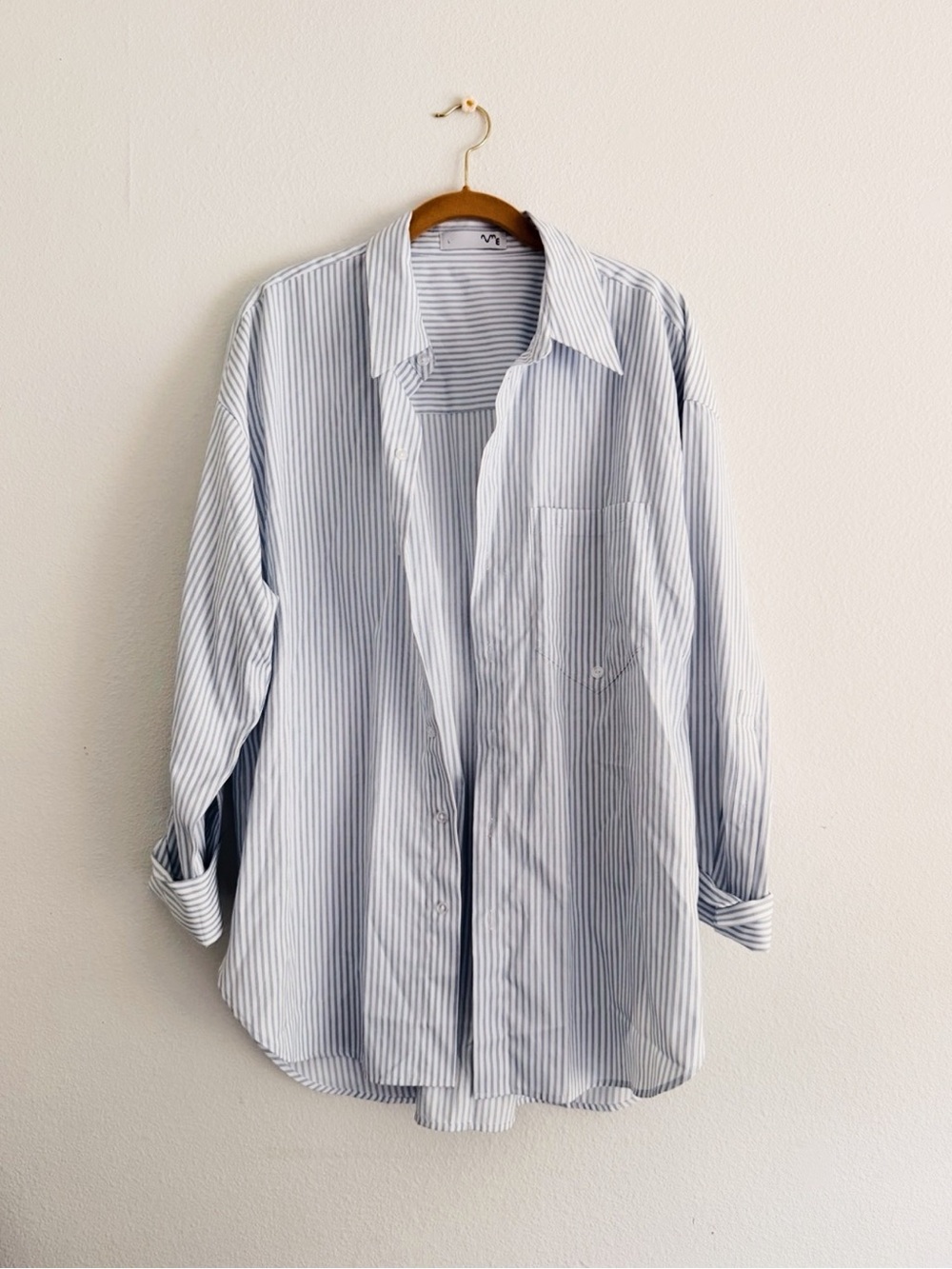 Blue & White Striped Relaxed Button-Up Shirt